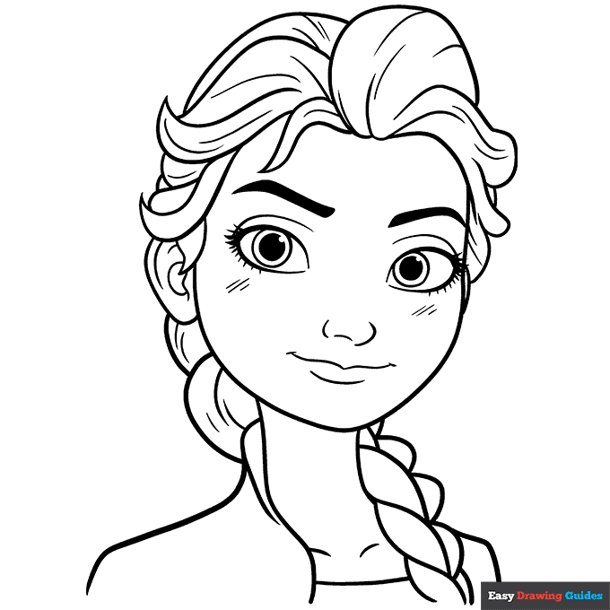 Elsa from frozen coloring page easy drawing guides