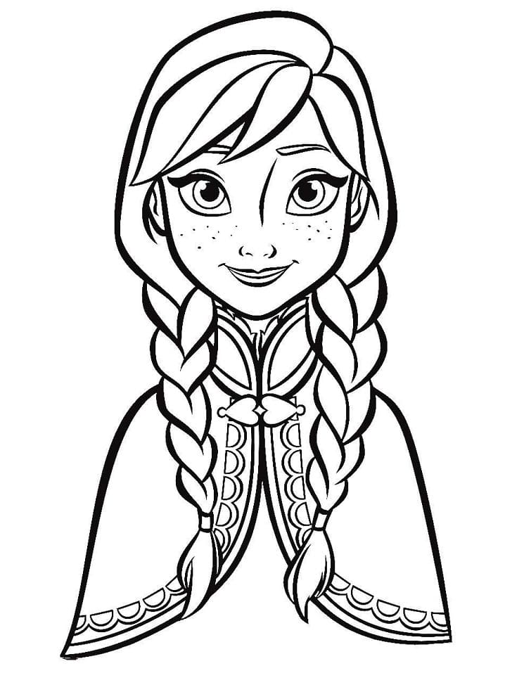 Cute anna from frozen coloring page