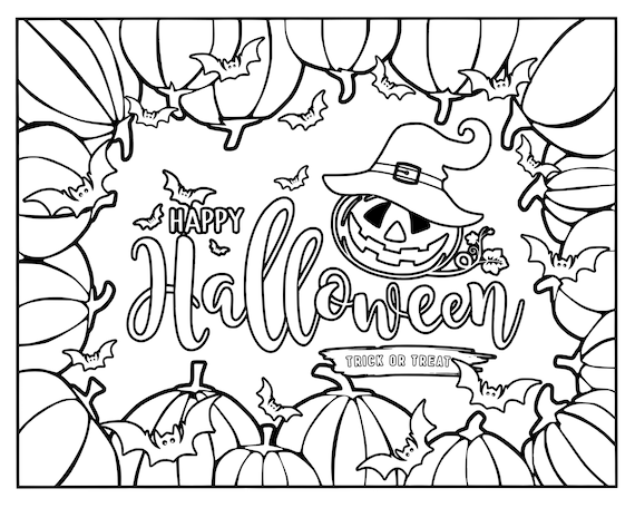 Halloween coloring pages for adults witch spooky pumpkin ghost coloring page bundle downloadable printable coloring sheets for adults
