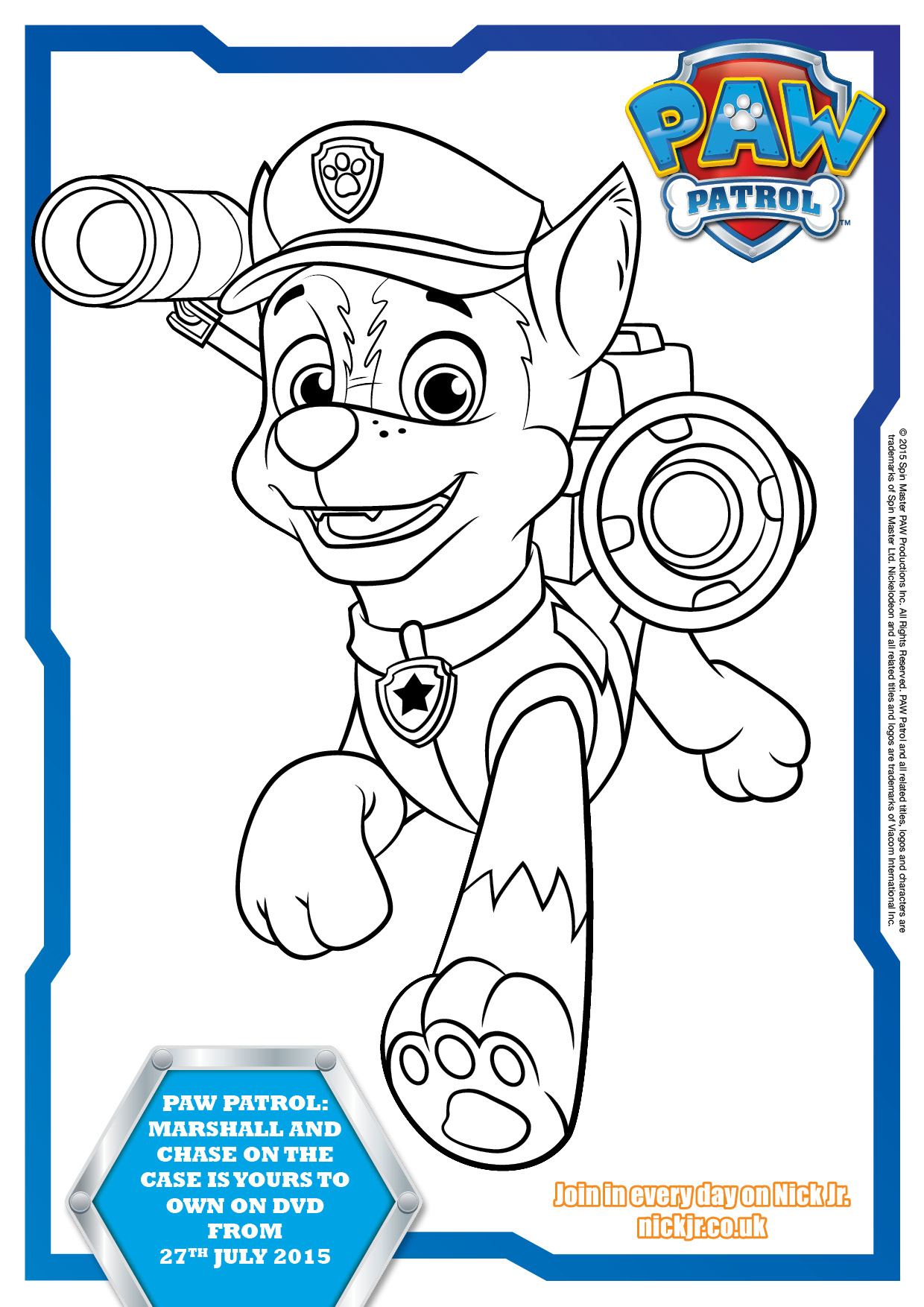 Paw patrol louring pages and activity sheets free printables