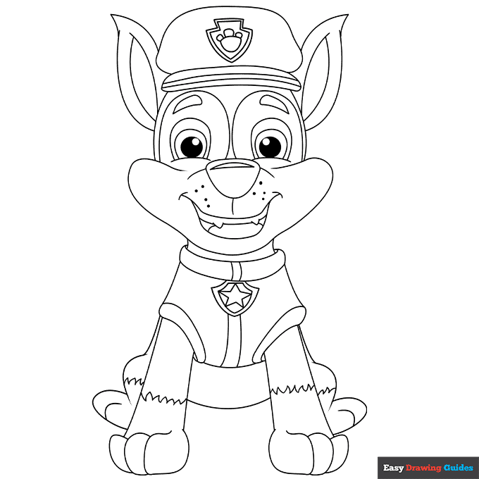 Chase from paw patrol coloring page easy drawing guides
