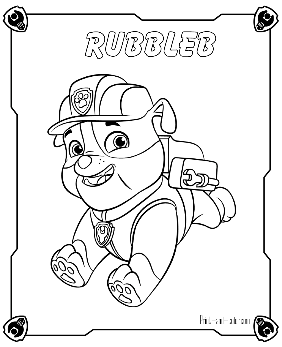 Paw patrol coloring pages print and color