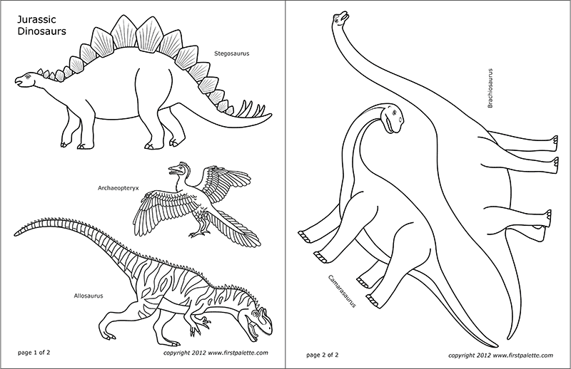 Jurassic dinosaurs free printable templates coloring pages