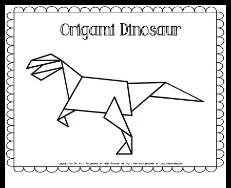 Origami dinosaur coloring page free printable â the art kit