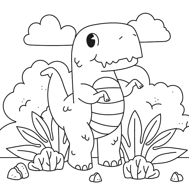 Free vector cute coloring book with dinosaur