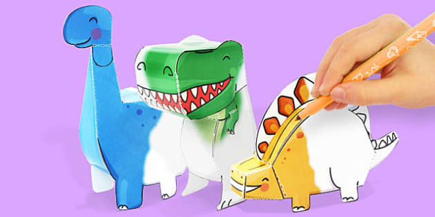 D dinosaur paper model activity pack teacher made