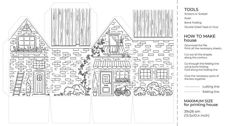 Paper house cut glue stock illustrations â paper house cut glue stock illustrations vectors clipart