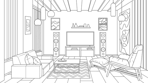 Bedroom coloring page royalty