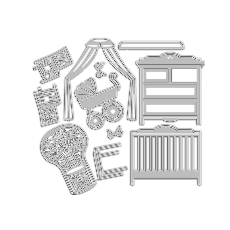New metal cutting dies and scrapbooking for paper making nursery furniture die set embossing frame card craft no stamps