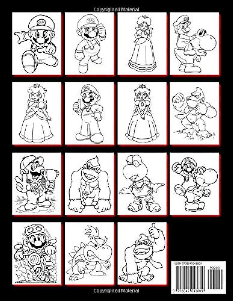 Super mario coloring book for kids super mario princes luigi donkey kong yoshi coloring pages super mario coloring book for teens super mario characters unofficial by