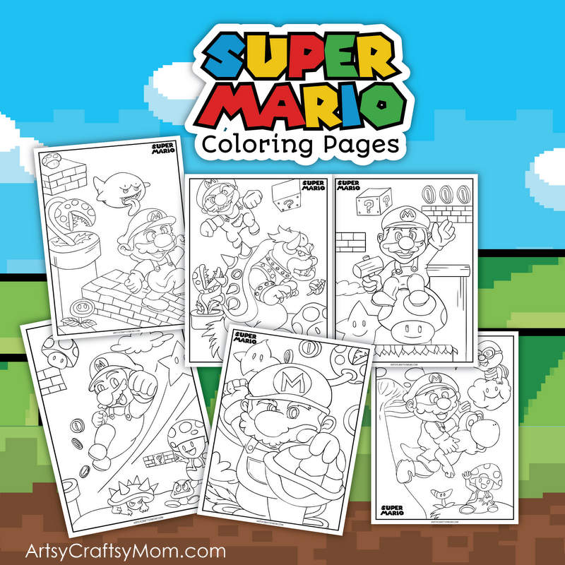 Super mario themed coloring pages
