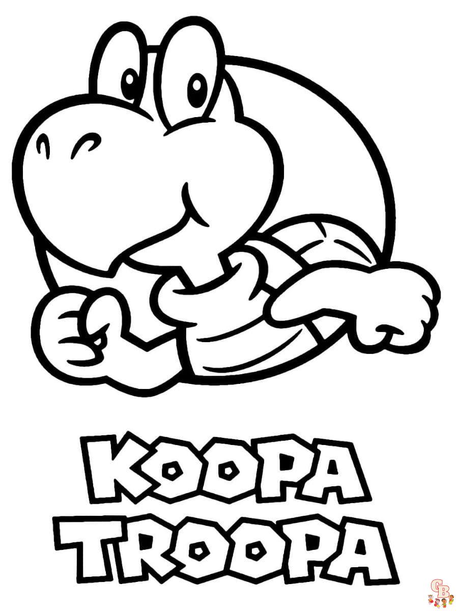 Printable koopa troopa coloring pages free for kids and adults