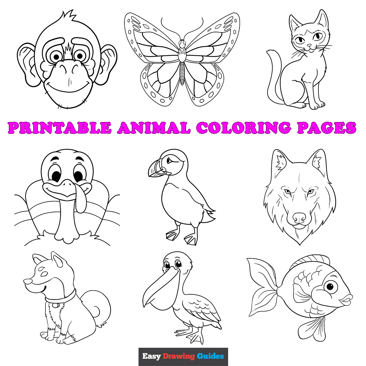 Free printable animal coloring pages for kids