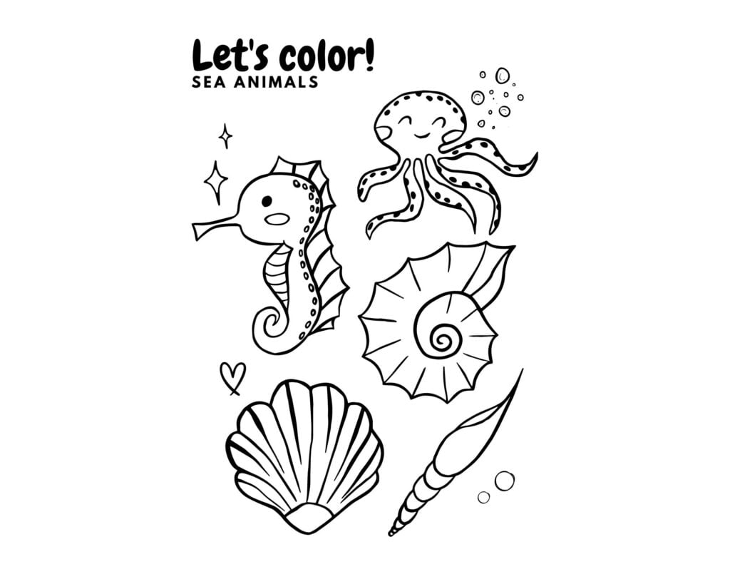 Sea creature coloring page printable