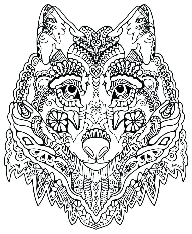 Wolf coloring pages for adults