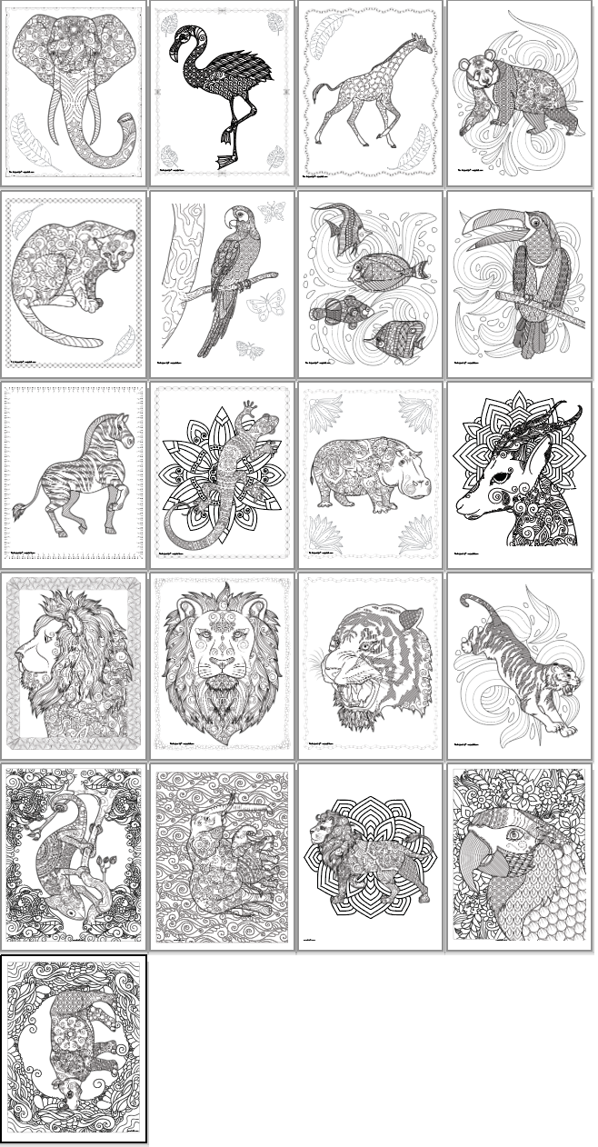 Printable animal coloring book for grown ups â the artisan life