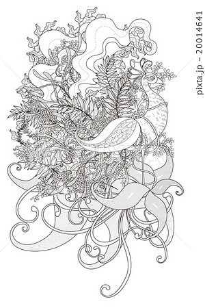 Art coloring page peacock