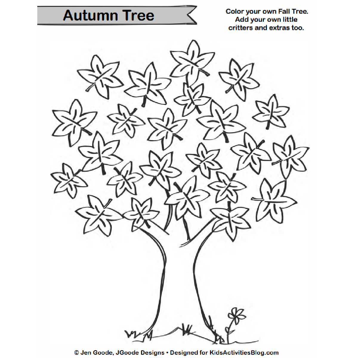 Free fall tree coloring page to celebrate autumn colors kids activities blog