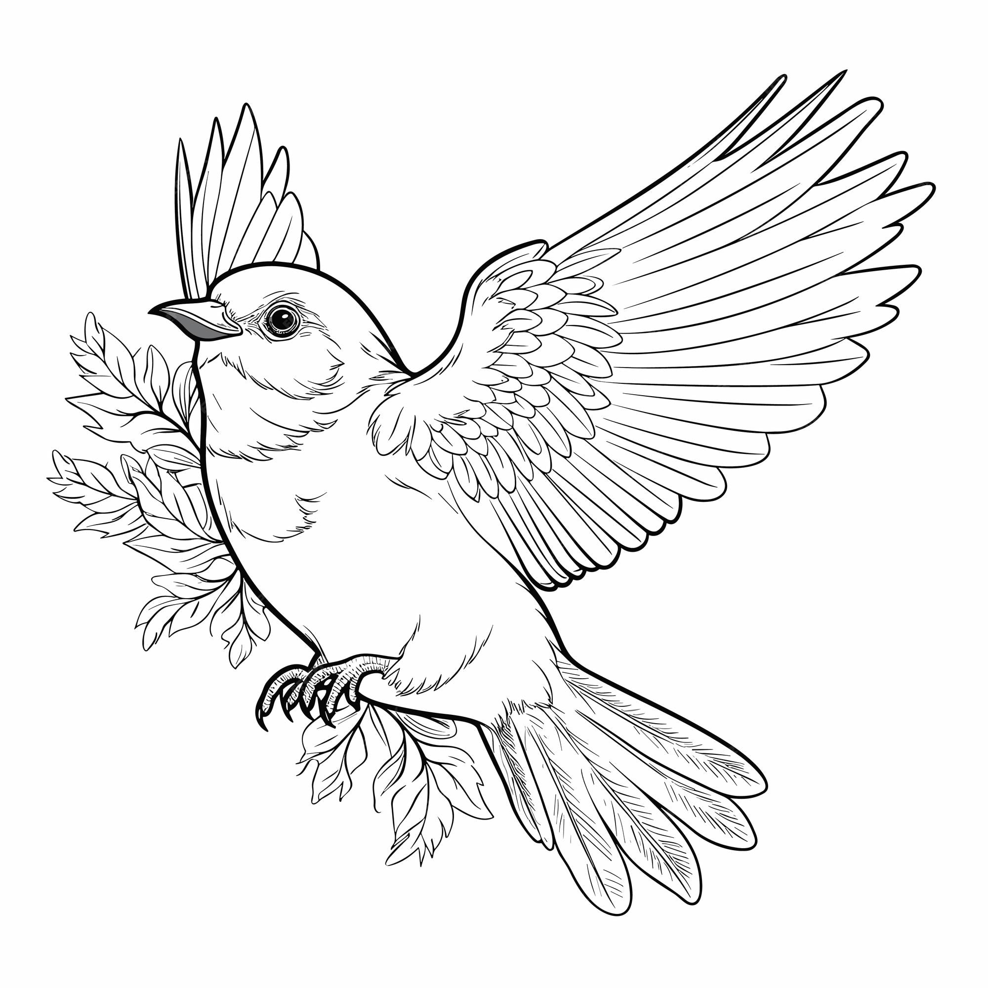Premium vector hand drawn bird outline illustration cute bird for kids coloring page black and white