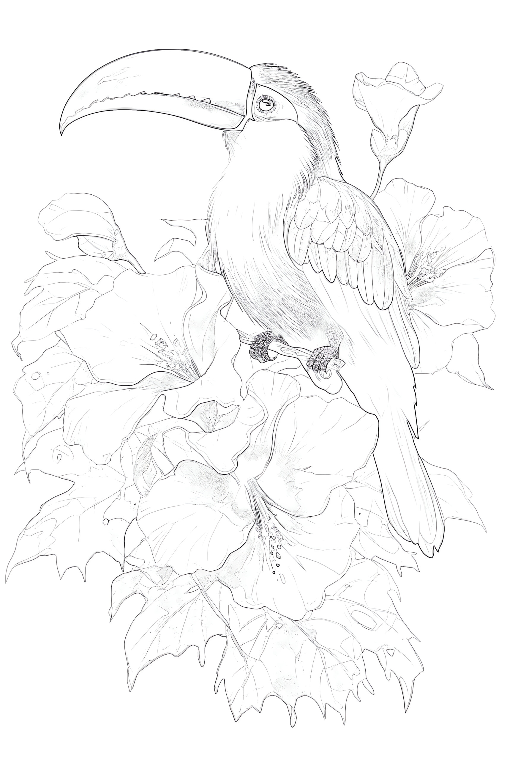 Toucan summer bird coloring page