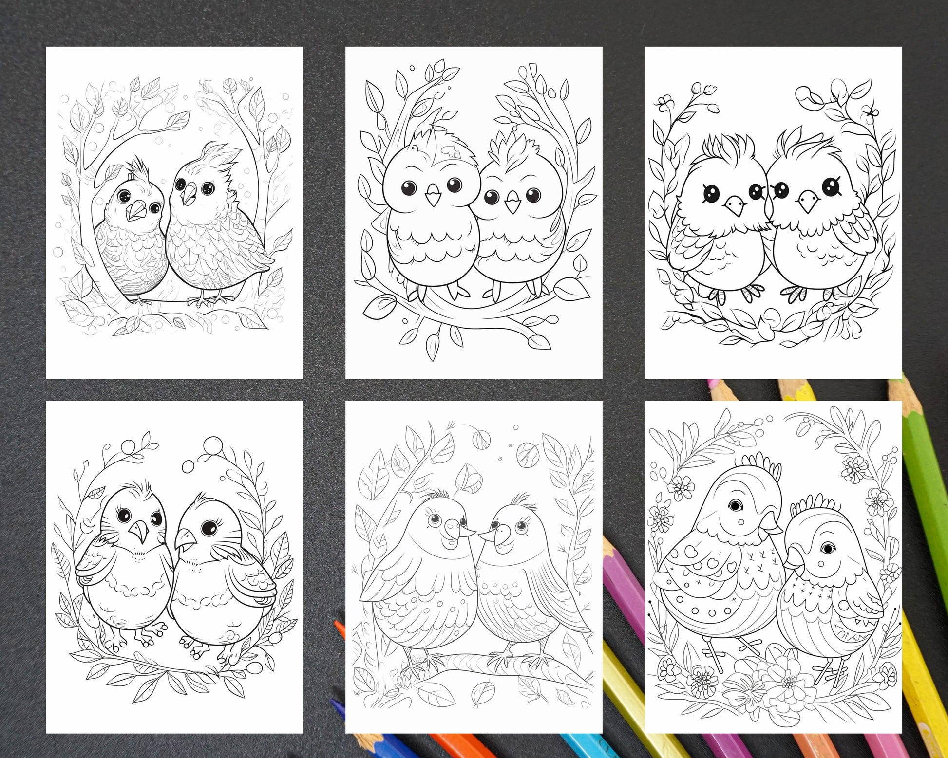 Printable cute bird love coloring pages for adults kids printabl â coloring
