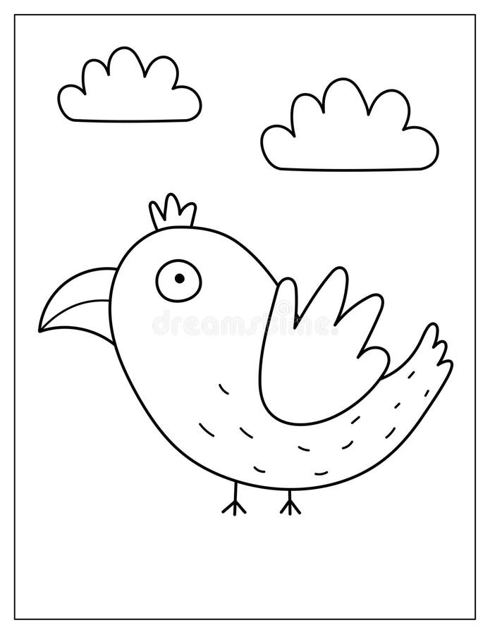 Coloring page with a flying spooky bird kids print with a crow for coloring book stock vector