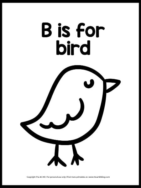 B is for bird coloring page free for you â the art kit
