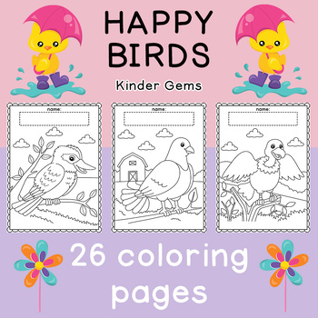 Happy birds coloring pages kindergarten preschool birds unit