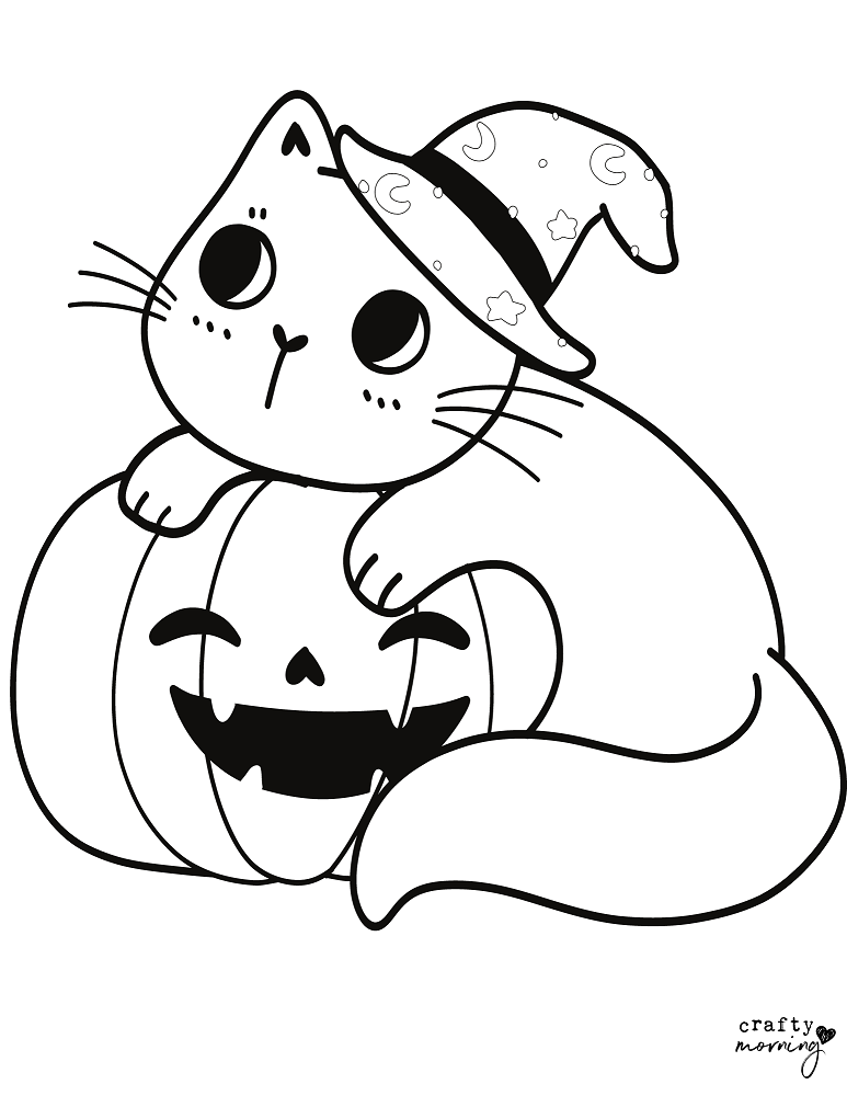 Halloween cat coloring pages free printables