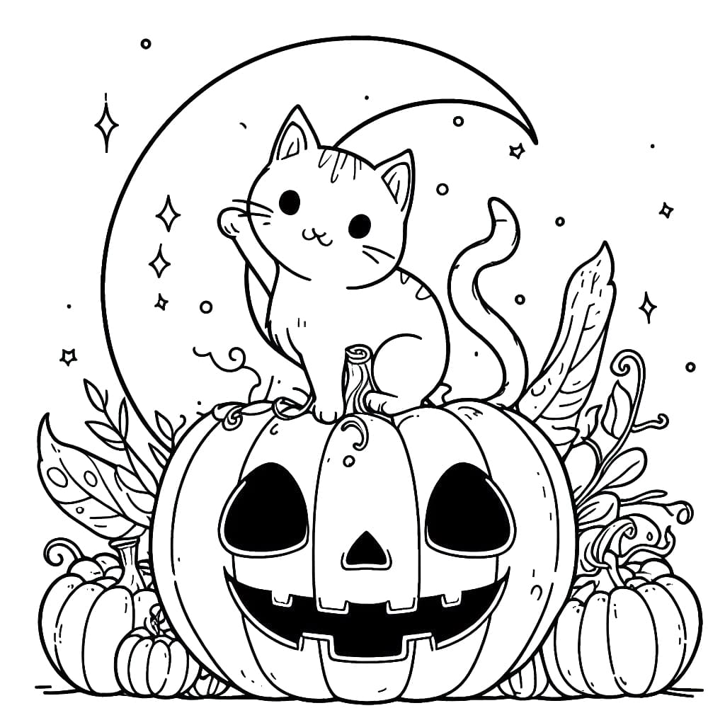 Halloween cat to print coloring page