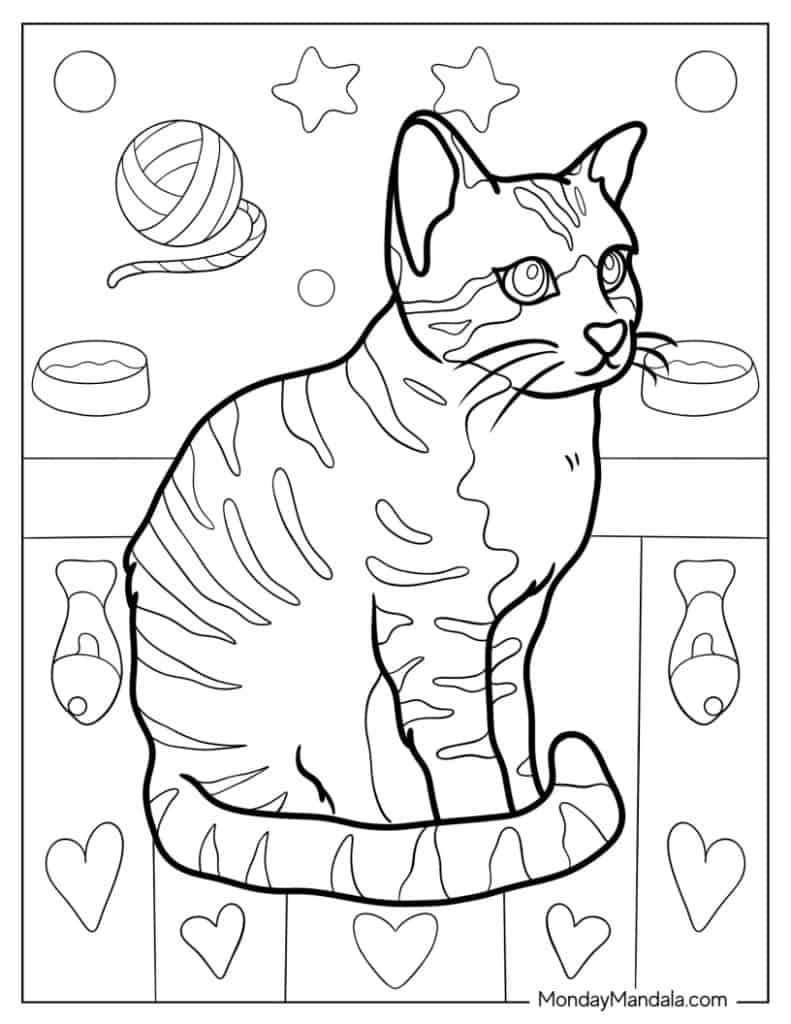 Cat coloring pages free pdf printables
