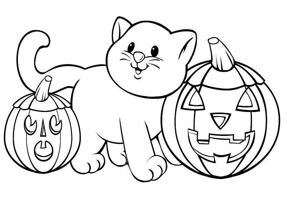 Halloween cat coloring pages