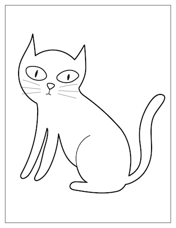 Premium vector coloring page with a cute cat feline character print for coloring book in us letter format