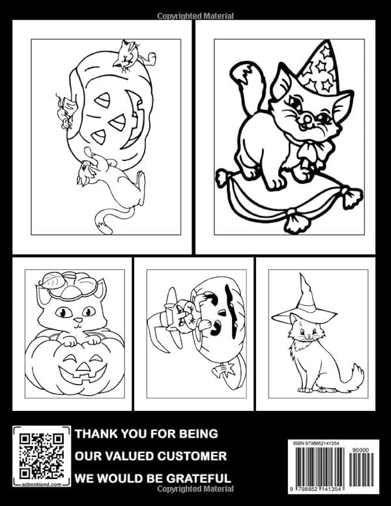 Halloween black cat coloring book fantastically spooky cute halloween coloring book for kids ages