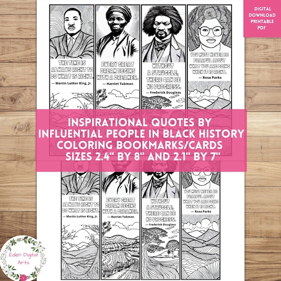 Black history month influential people quotes coloring bookmarks inspirational diy cards classroom positivity encouraging craft pdf