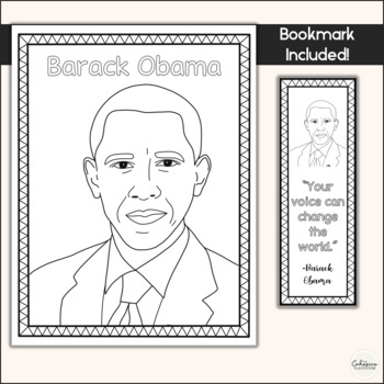 Barack obama black history month coloring sheets and bookmarks tpt