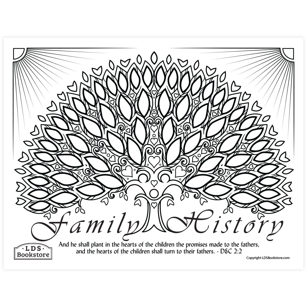 Hearts of the children family history coloring page