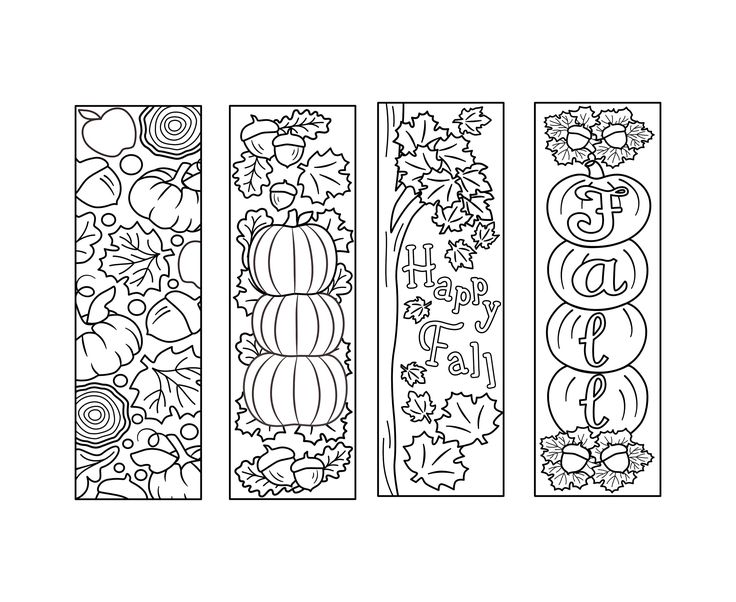 Print and color fall bookmarks