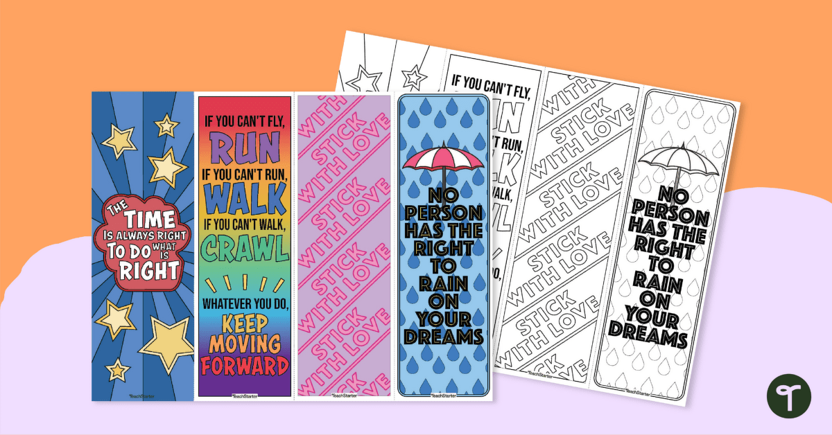 Mlk day coloring bookmarks teach starter