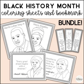 Black history month coloring sheets and bookmarks bundle obama mlk and more