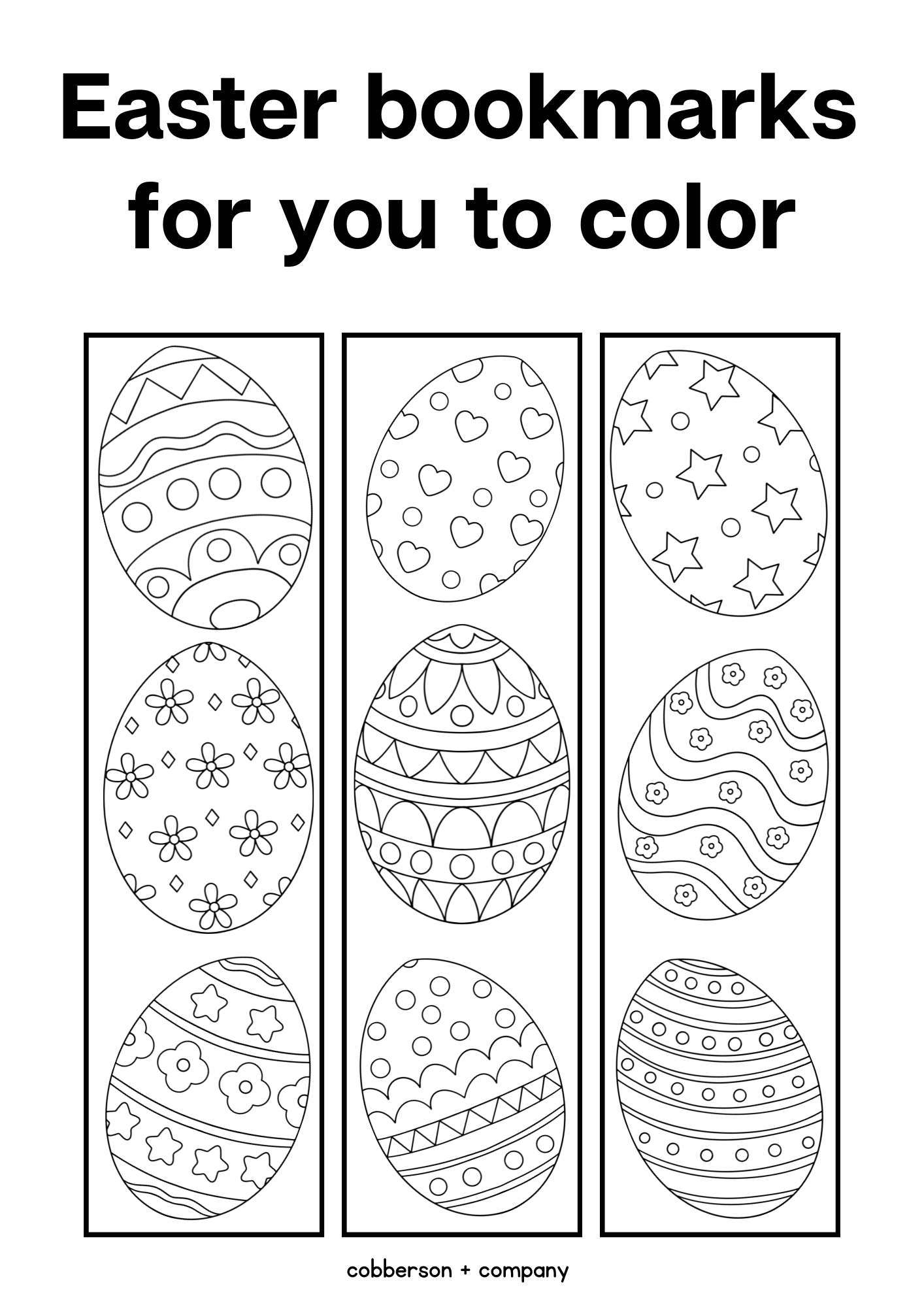 Free printable easter coloring bookmarks