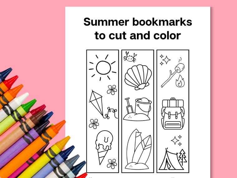 Free printable summer bookmarks to color