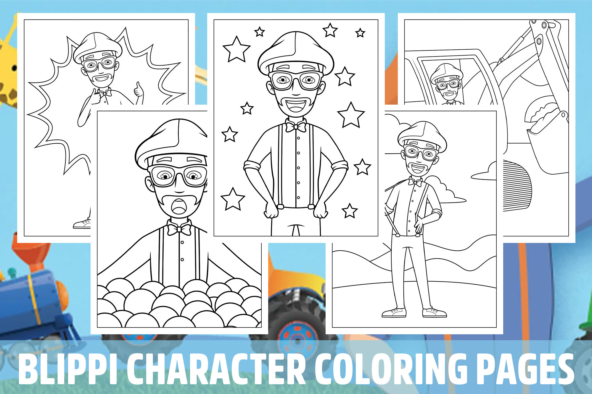 Blippi character coloring pages for kids girls boys teens birthday school activity made by teachers