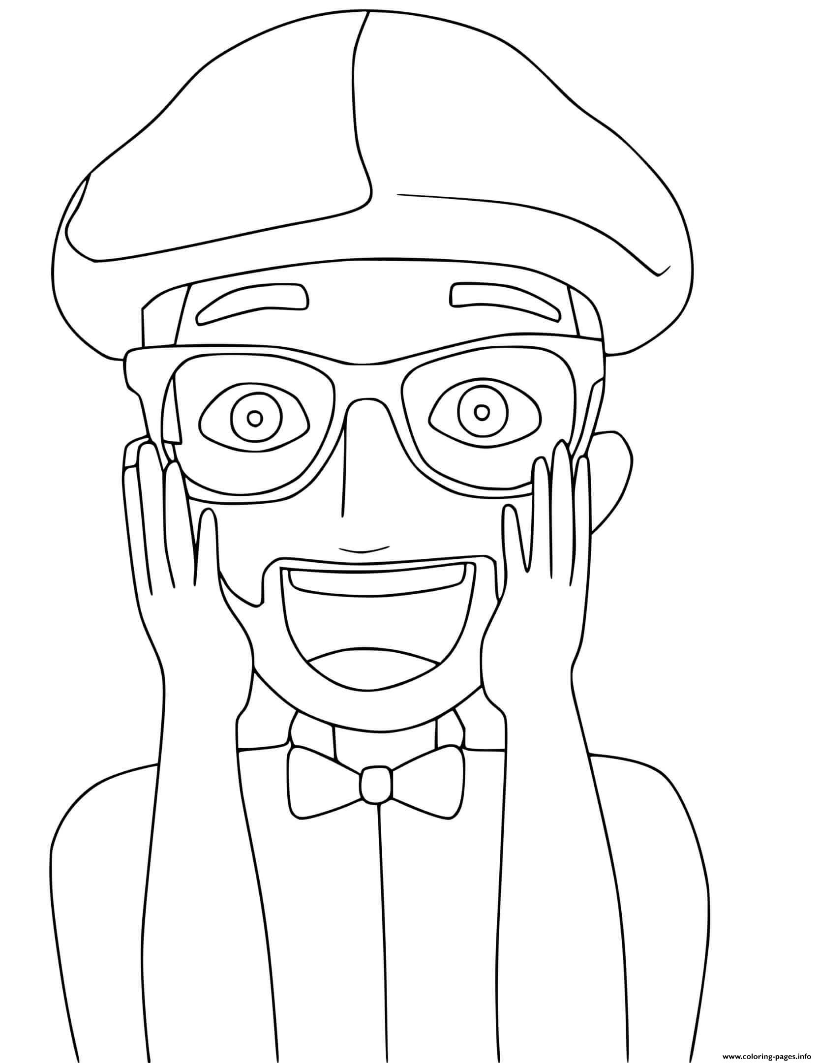 Blippi is excited and happy coloring page printable