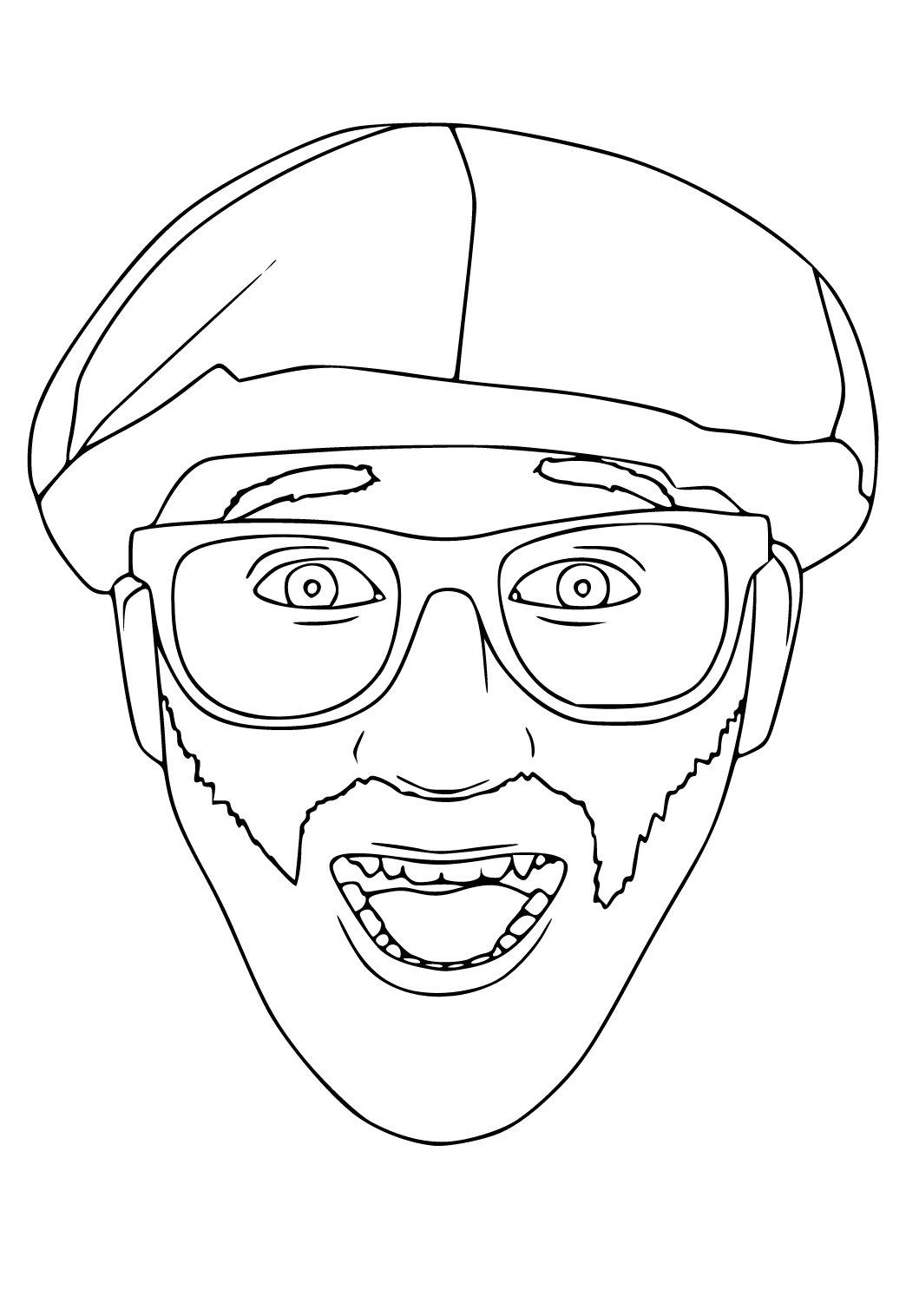 Free printable blippi face coloring page for adults and kids