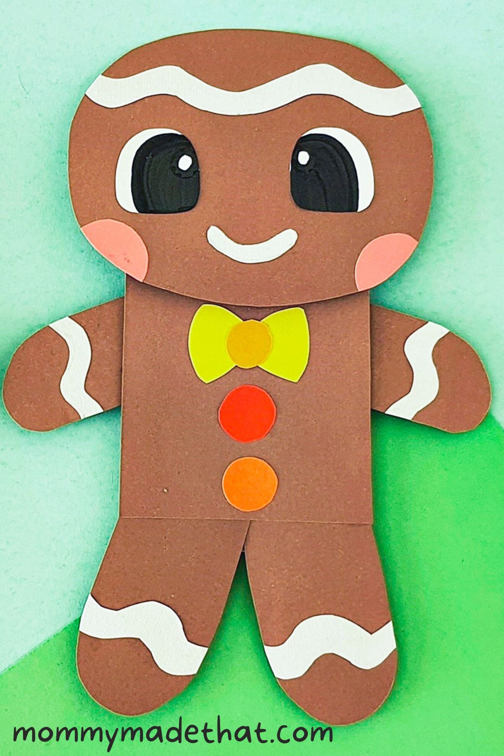 Paper bag gingerbread man puppet craft free template