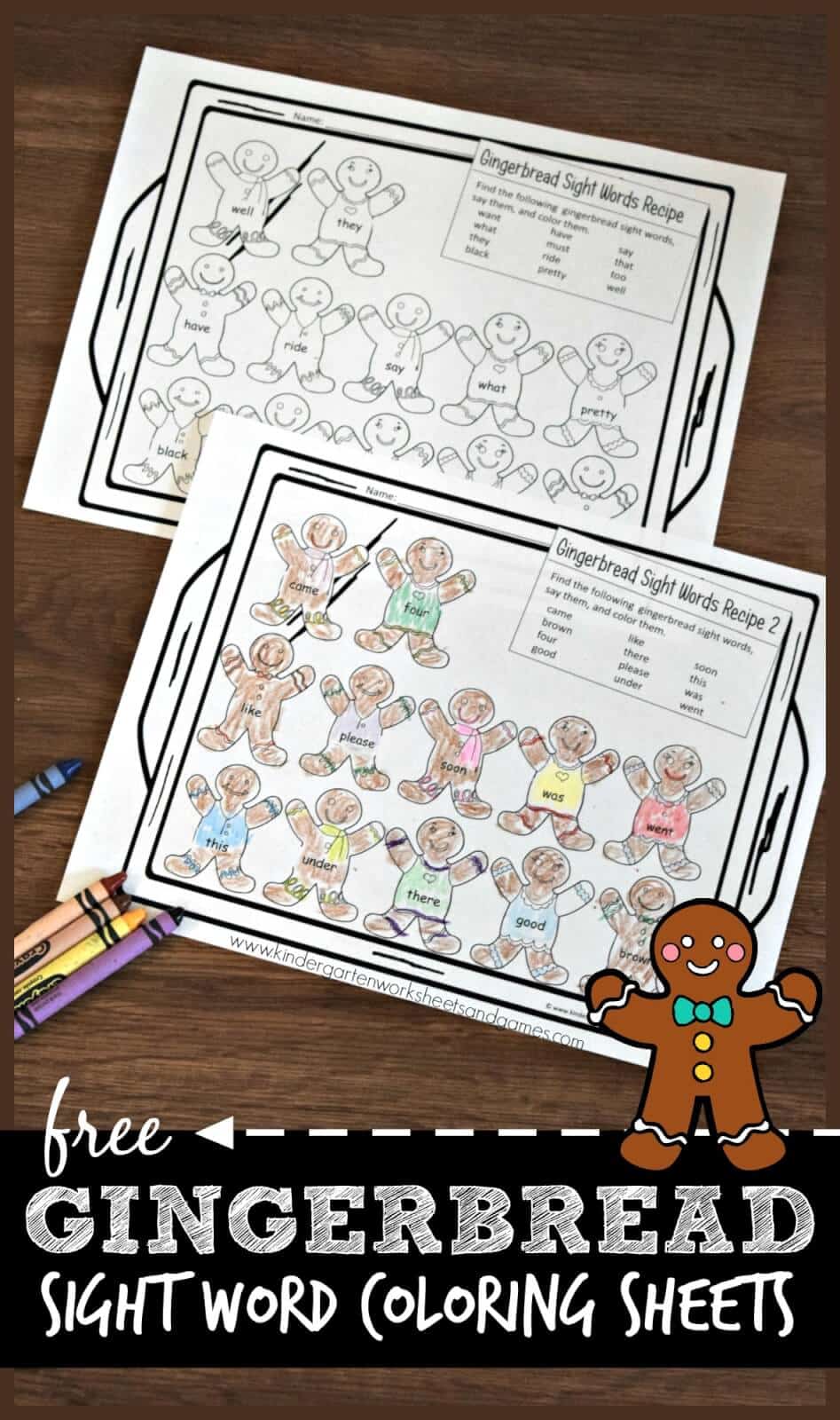 Ð free christmas gingerbread sight word coloring pages