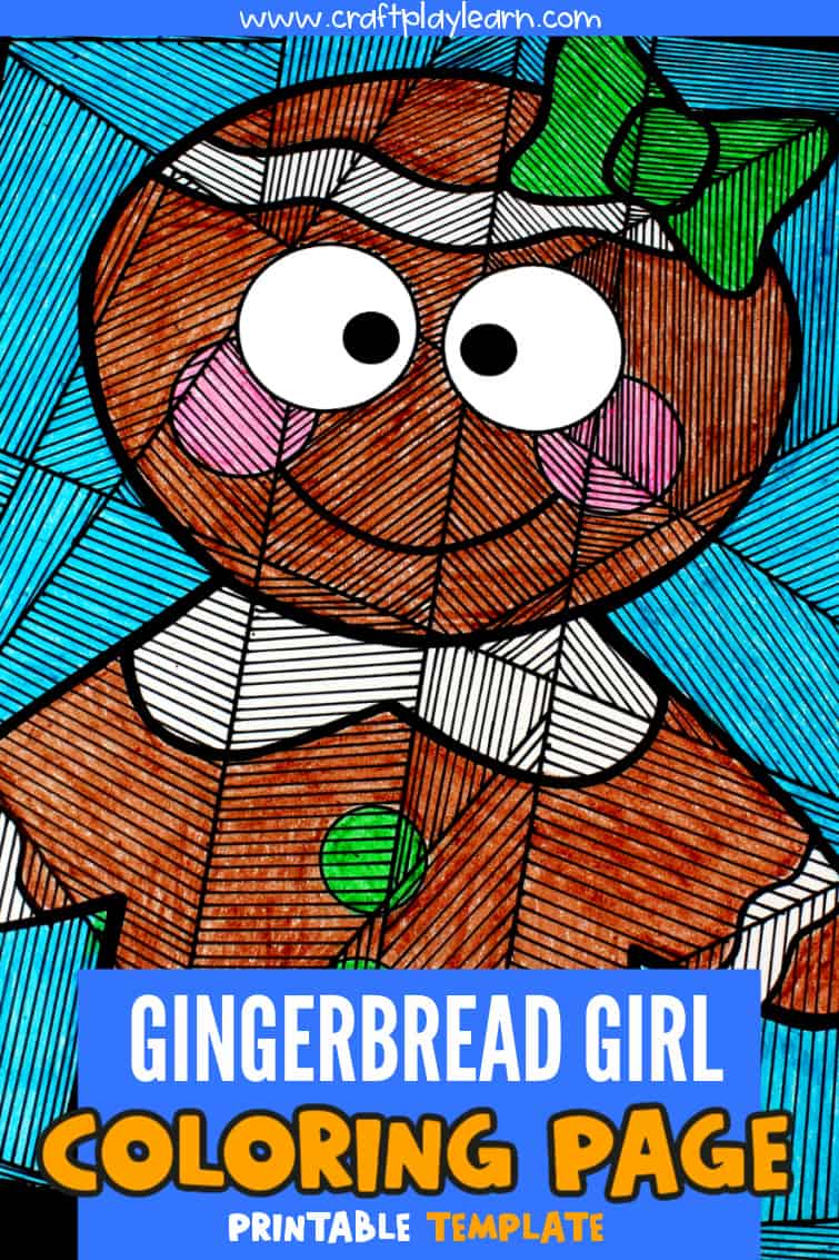 Gingerbread girl christmas coloring page