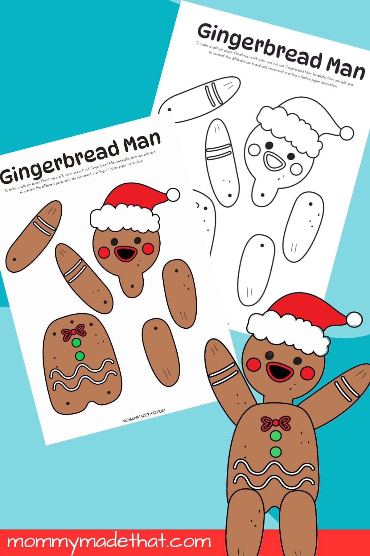 Printable moving gingerbread man craft free template