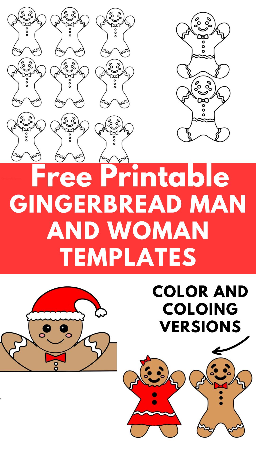Free printable gingerbread man and woman template